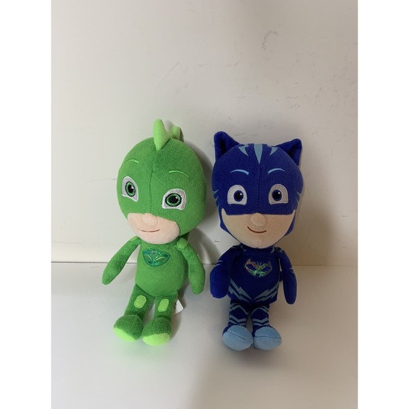 PJMASKS Other - PJ Masks Catboy & Gekko Plush Bean Stuffed Toy 9" Tall Blue Green Metallic Logo
